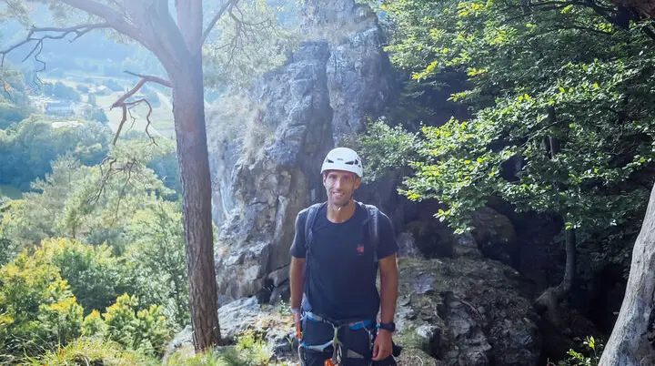 Kai am Norissteig in der Fränkischen Alb | © DAV Sektion/Kai Hagemann