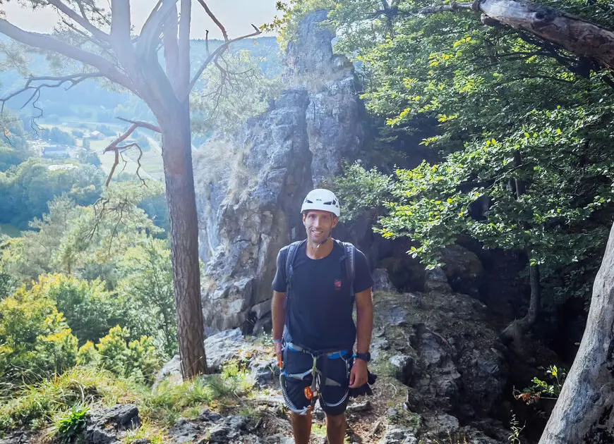 Kai am Norissteig in der Fränkischen Alb | © DAV Sektion/Kai Hagemann